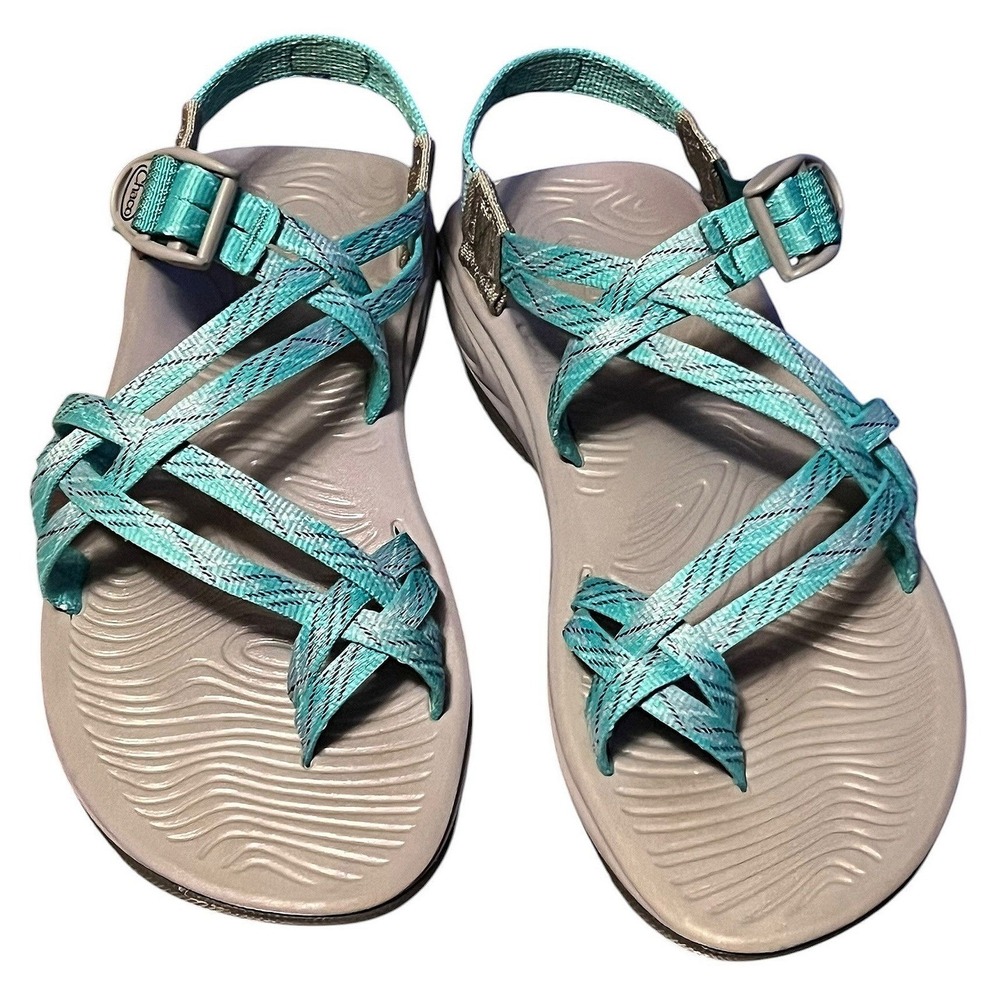 Chaco Z/Cloud X2 Womens 8 Teal Aqua Strappy Toe Loop Hiking Sandals J106622 - Picture 9 of 16
